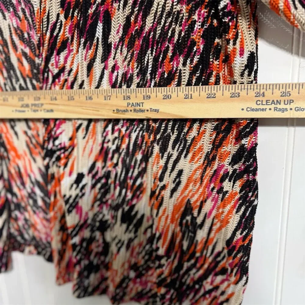 Maggie Barnes Duster 2X Abstract Animal Print Cardigan Sweater Orange Black Plus - Picture 5 of 7